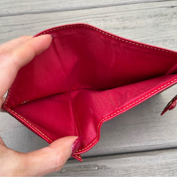 Ines De La Fressange Paris red leather wallet with yellow leaf stitched - Picture 10 of 16